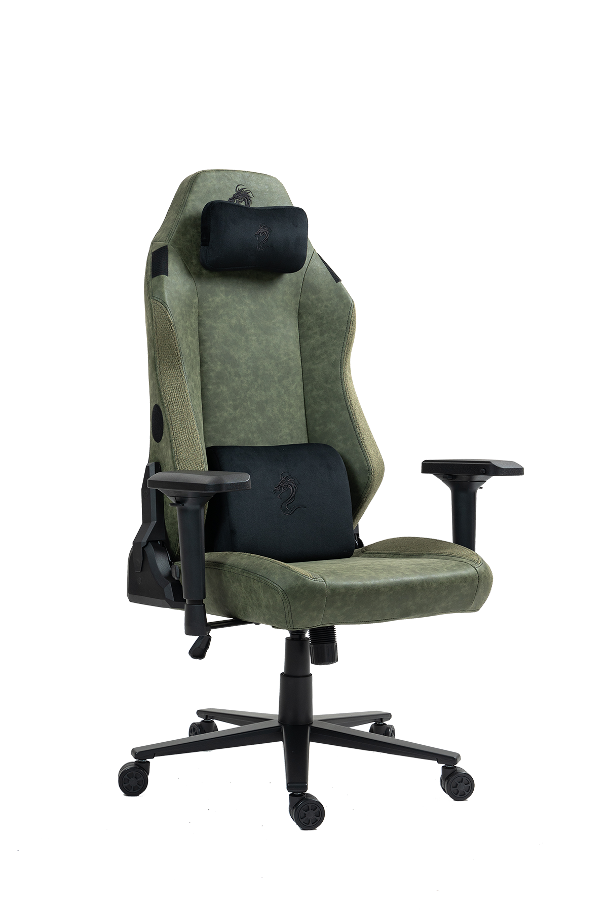 כיסא עבודה וגיימינג יוקרתי דמוי עור דגם ALPINE ירוק צבאי - משלוח חינם