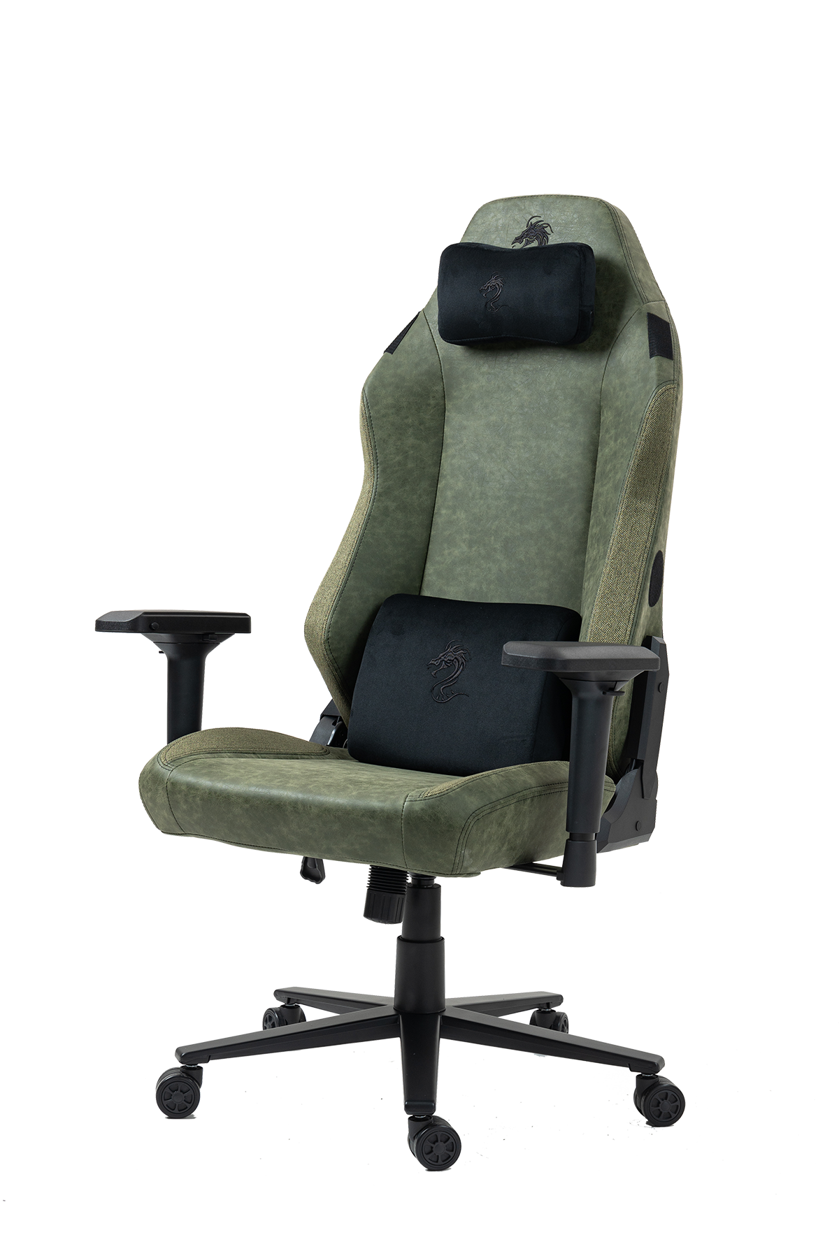 כיסא עבודה וגיימינג יוקרתי דמוי עור דגם ALPINE ירוק צבאי - משלוח חינם