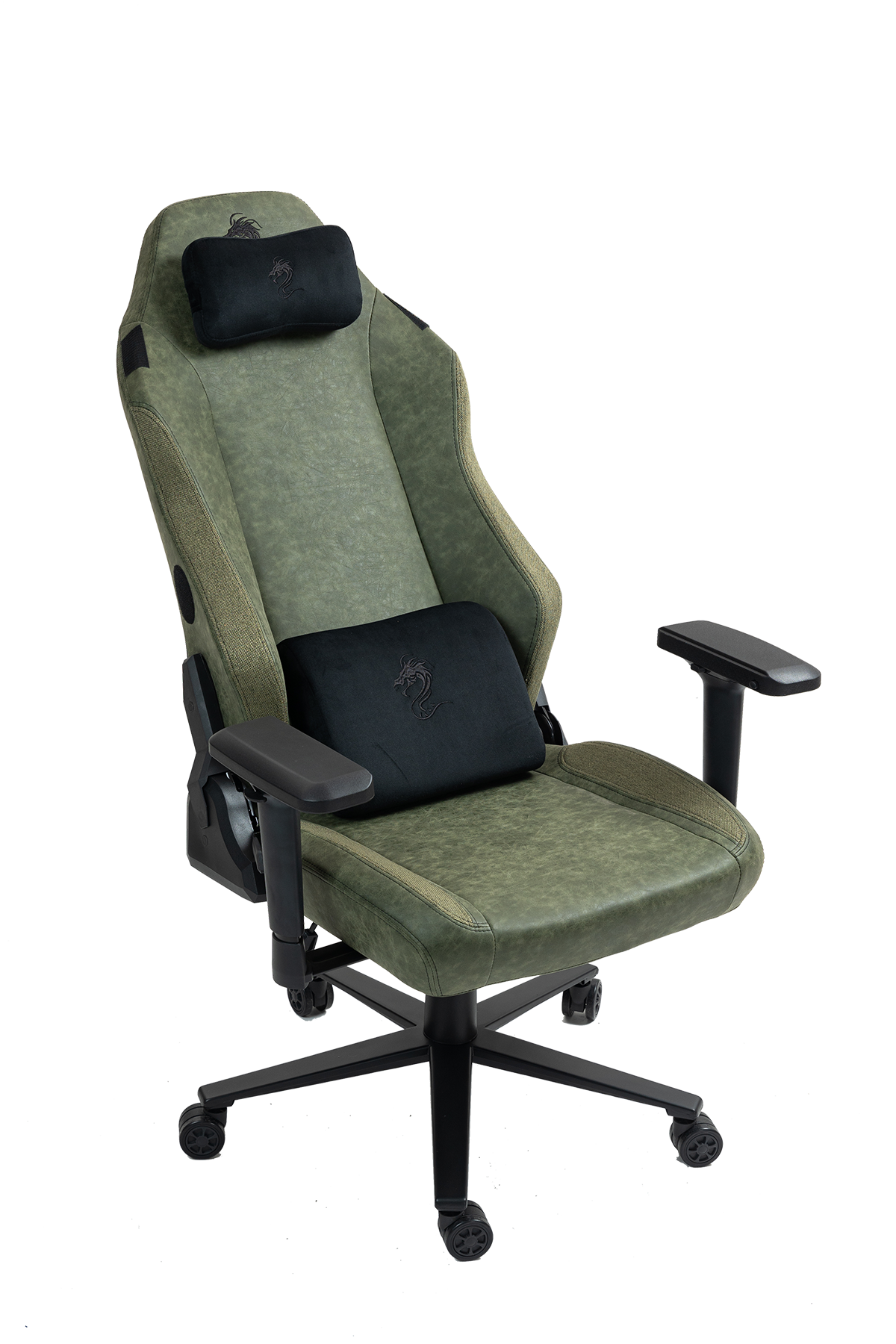 כיסא עבודה וגיימינג יוקרתי דמוי עור דגם ALPINE ירוק צבאי - משלוח חינם