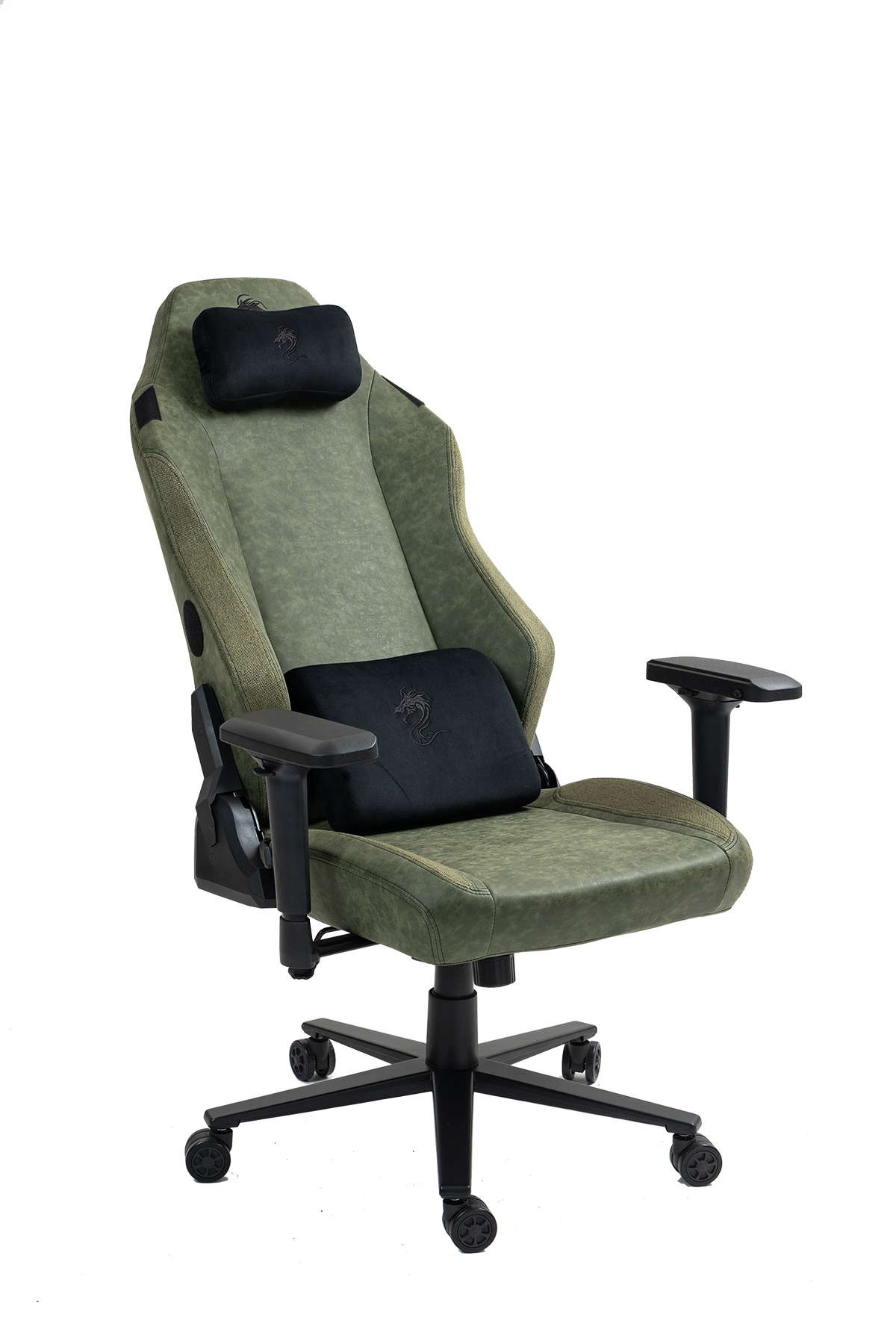 כיסא עבודה וגיימינג יוקרתי דמוי עור דגם ALPINE ירוק צבאי - משלוח חינם