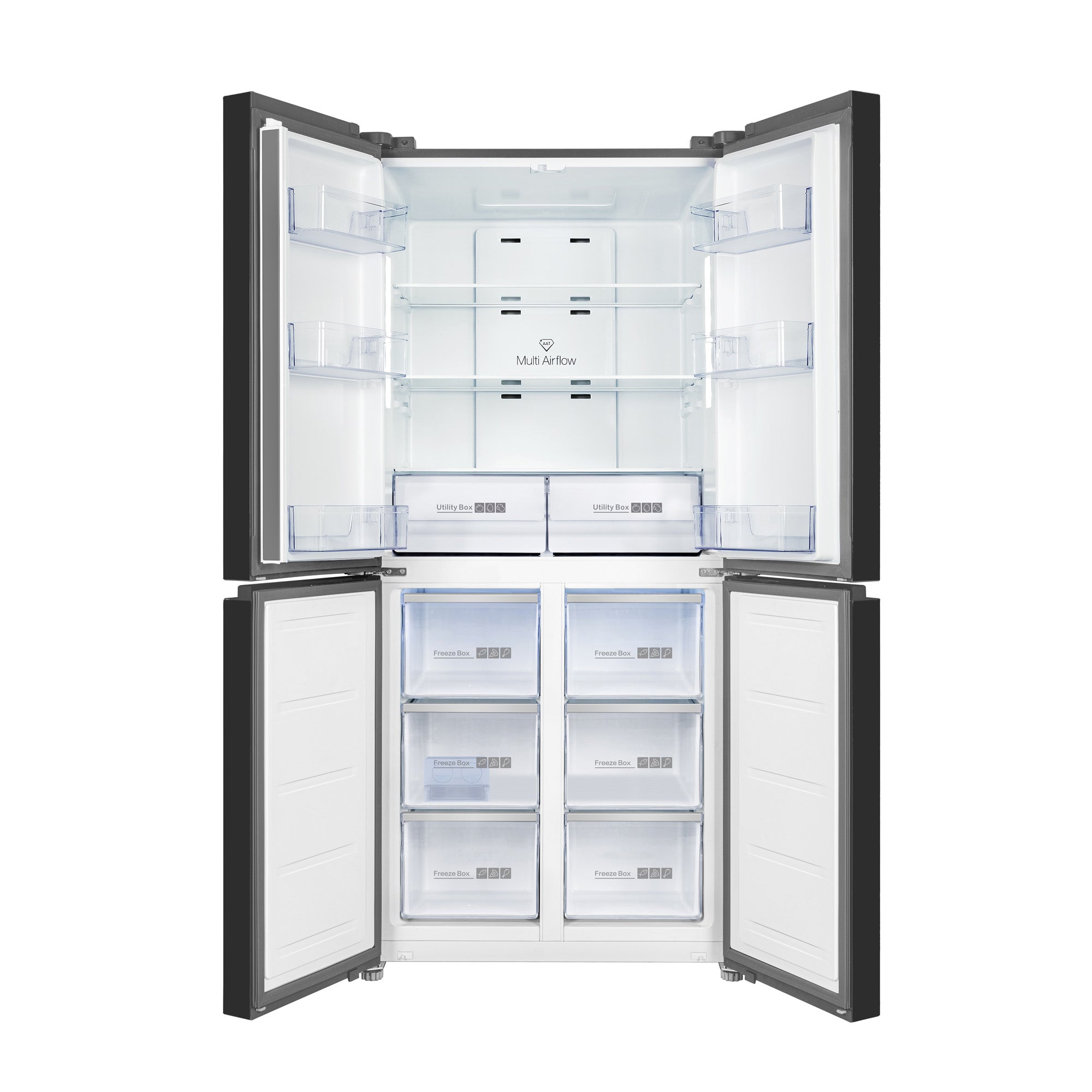 גימור – צבע נירוסטה מושחרת
מצב שבת בהכשר "צומת"
תצוגת חיווי LCD חיצונית
מערכת הפשרה אוטומטית – No Frost
דירוג הקפאה 4 כוכבים 18° -
רגליות ייצוב מתכווננות
תאורת LED פנימית
מדפי רשת הניתנים לכיוון לגובה
מדפי דלתות ואביזרים בצבע שקוף
2 מגירות במקרר
6 מגירות במקפיא
מידע טכני
נפח כללי – 470 ל '
נפח תא קירור נטו – 301 ל '
נפח תא הקפאה נטו – 169 ל '
מידות – גובה 185 ס"מ / רוחב 85 ס"מ / עומק 67.8 ס"מ
דירוג אנרגטי E