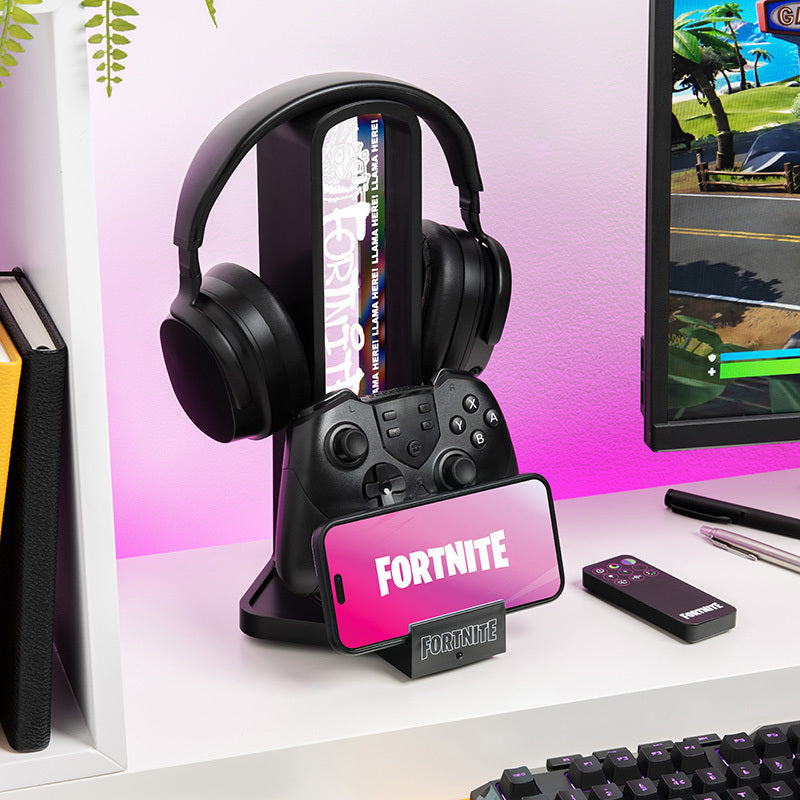 מעמד עם תאורת LED Fortnite 3 ב- 1 אוזניות סלולר עם בקר