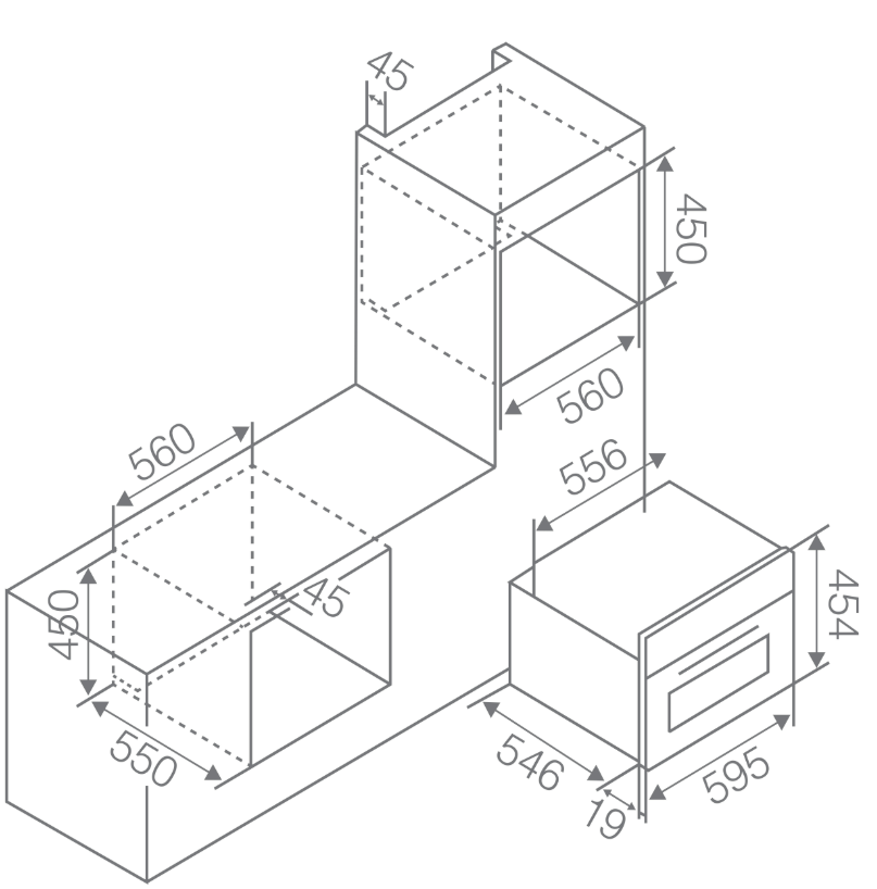 VIRTUS MICROWAVE 6045 תנור-מיקרו 45 ס"מ משולב