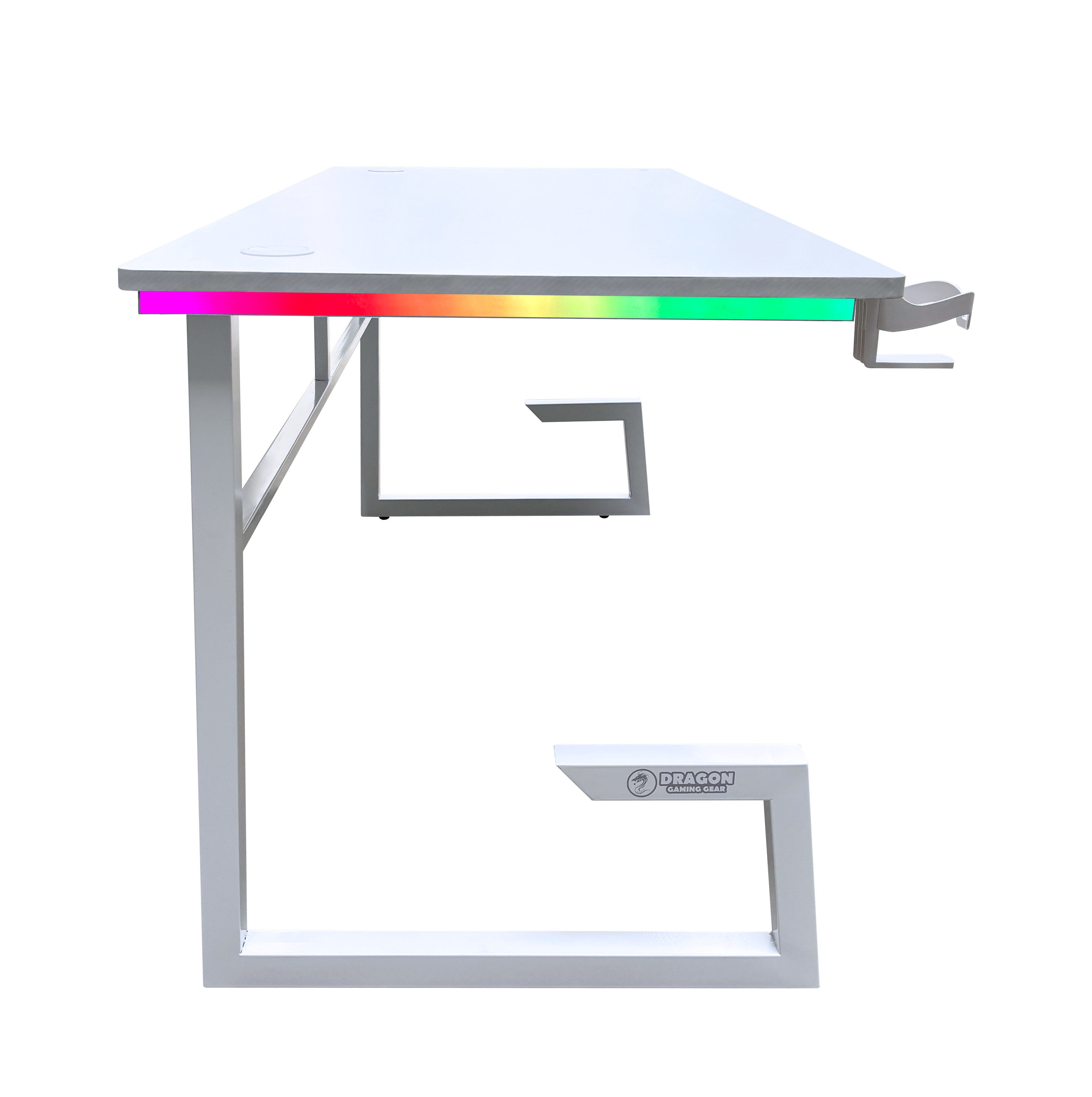 DRAGON שולחן גיימינג תאורת RGB אורך 160 ס"מ דגם TG צבע לבן משלוח חינם