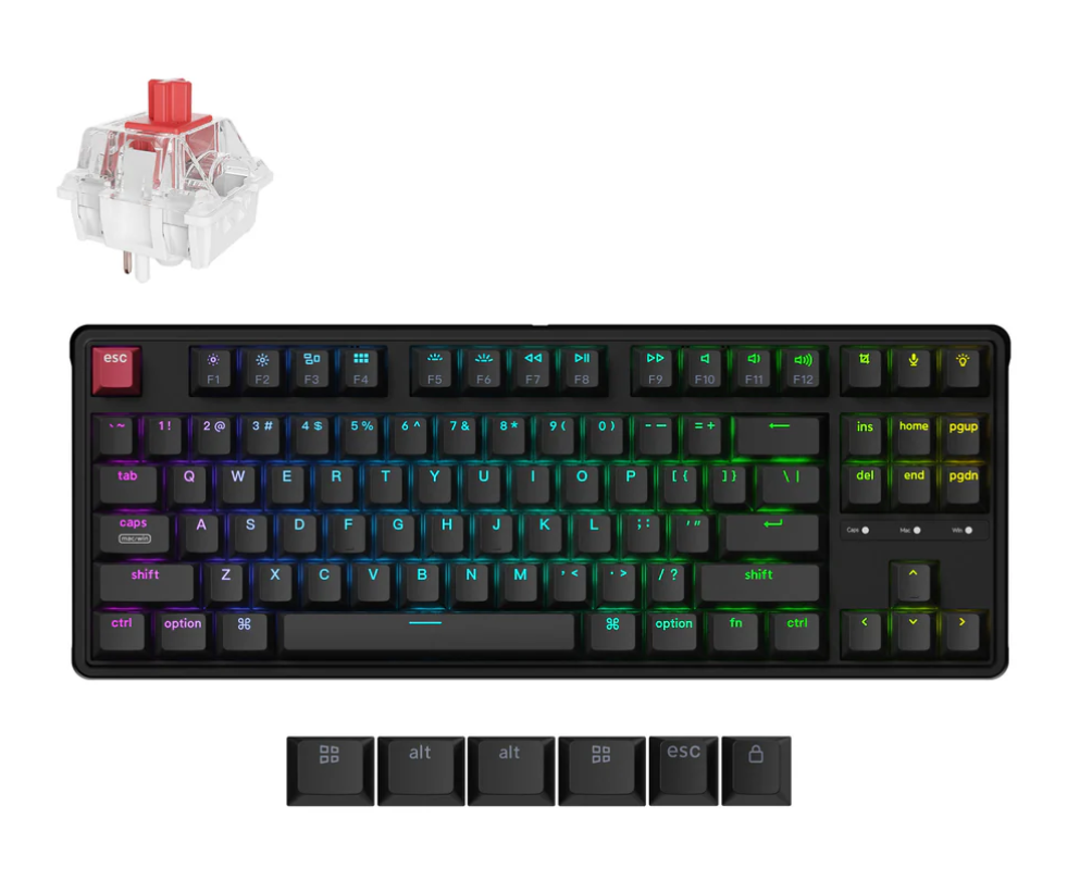 Keychron C3 Pro 8K מקלדת מכנית חוטית בפריסת (80%) TKL עם קצב דגימה של 8000Hz
