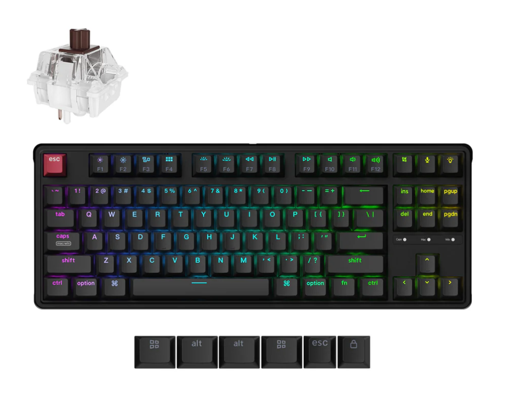 Keychron C3 Pro 8K מקלדת מכנית חוטית בפריסת (80%) TKL עם קצב דגימה של 8000Hz
