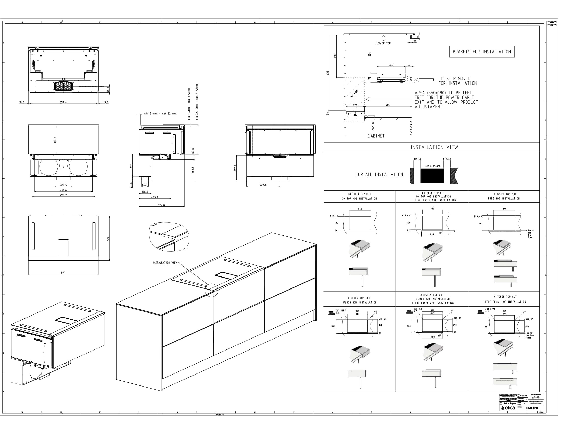 שרטוט התקנה הכירו את LHOV  – פתרון All-in-One מעוצב וחדשני מבית Elica, המשלב תנור, כיריים אינדוקציה וקולט אדים עוצמתי ביחידה אחת אלגנטית ומודרנית