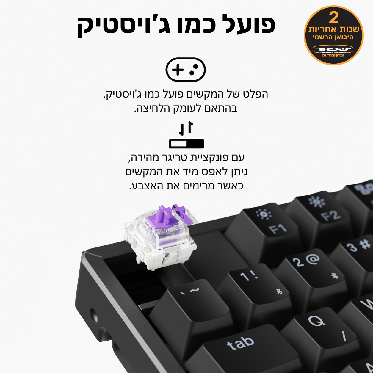 Keychron K10 HE מקלדת אלחוטית עם מתגים מגנטיים בהתאמה אישית בגודל מלא (100%)