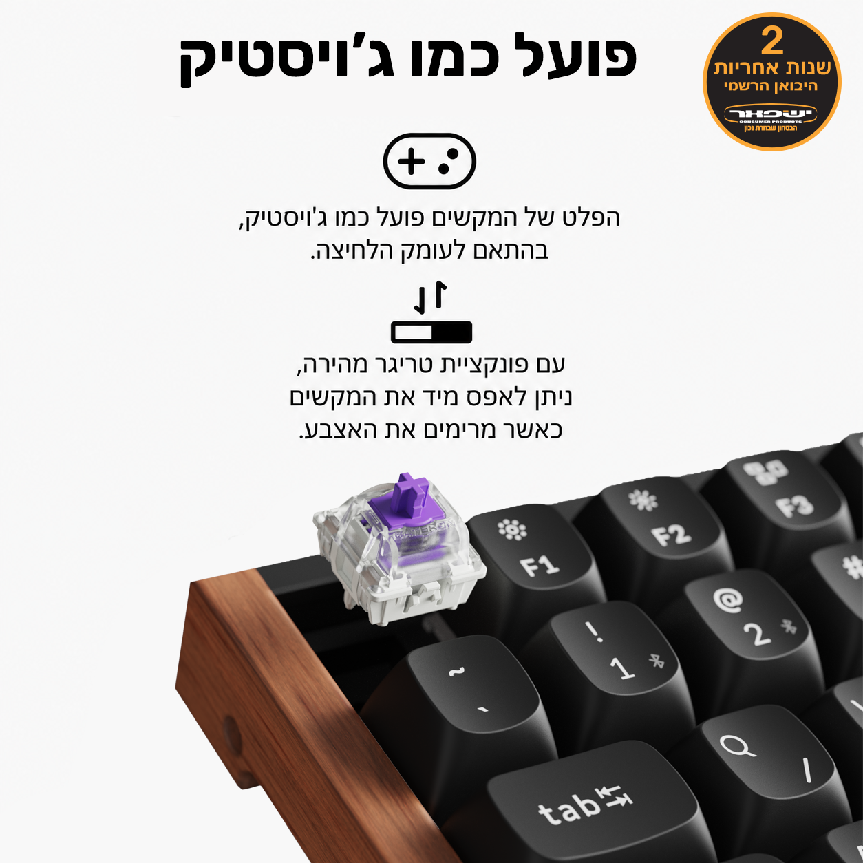 Keychron K10 HE מקלדת אלחוטית עם מתגים מגנטיים בהתאמה אישית בגודל מלא (100%)