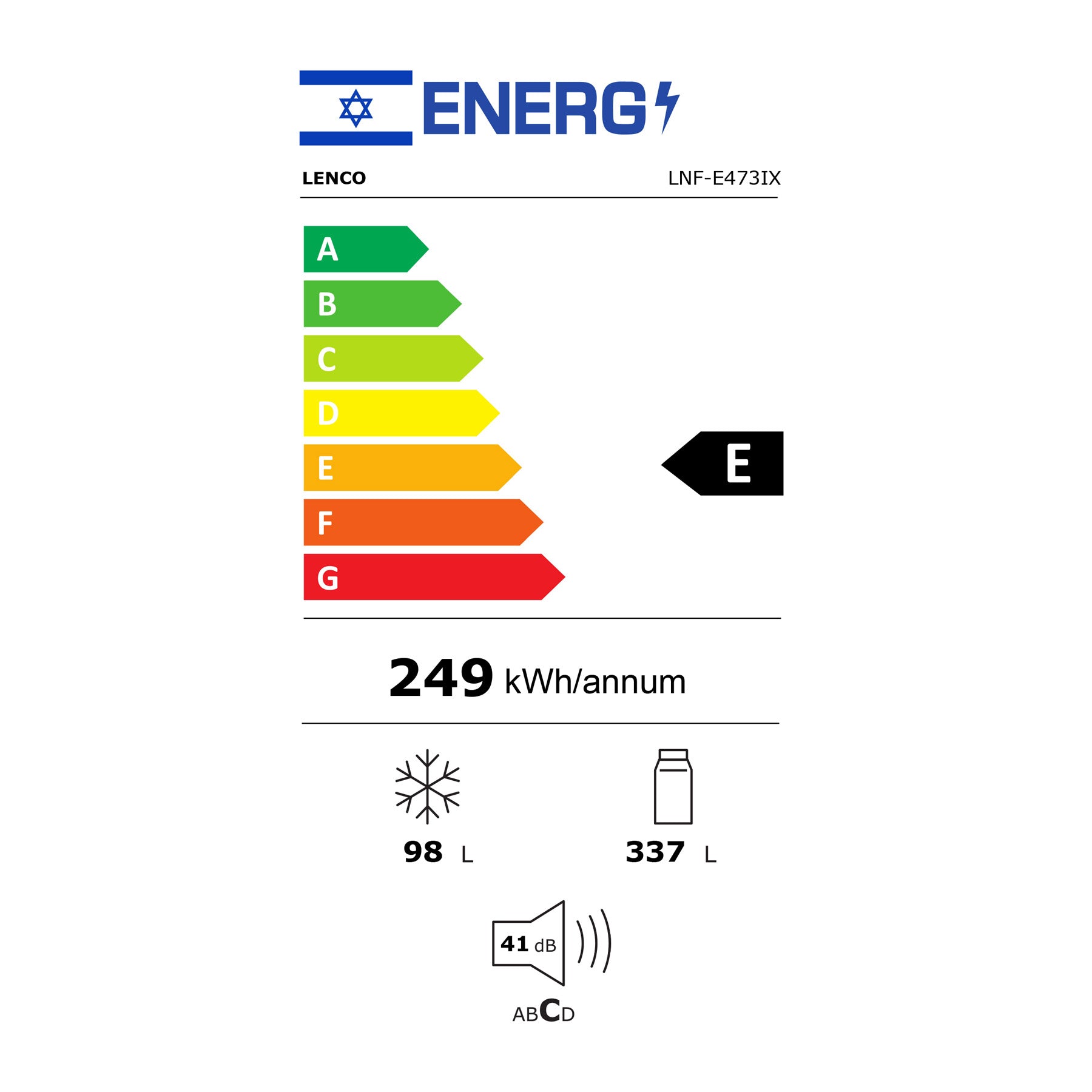 מקרר עם מקפיא עליון 435 ליטר NF LNF473