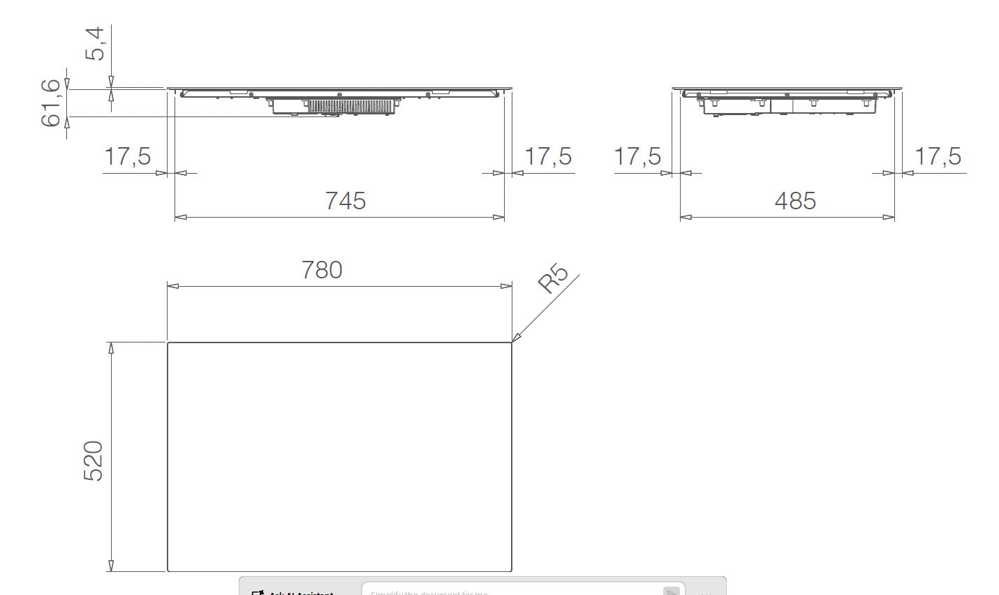 ELICA PRIMIS 804 PLUS RAW כיריים אינדוקציה 78 ס"מ