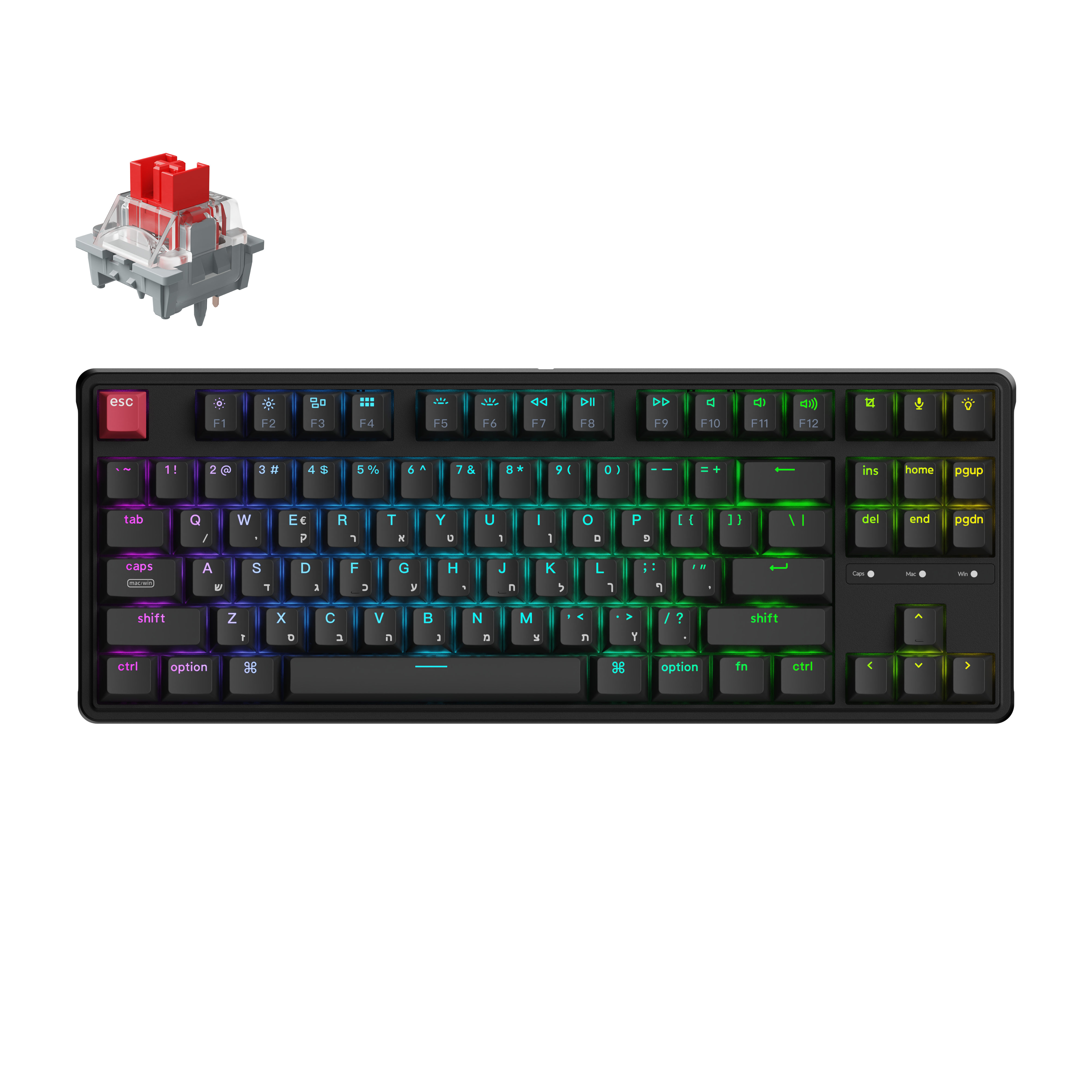 Keychron C3 Pro 8K מקלדת מכנית חוטית בפריסת (80%) TKL עם קצב דגימה של 8000Hz
