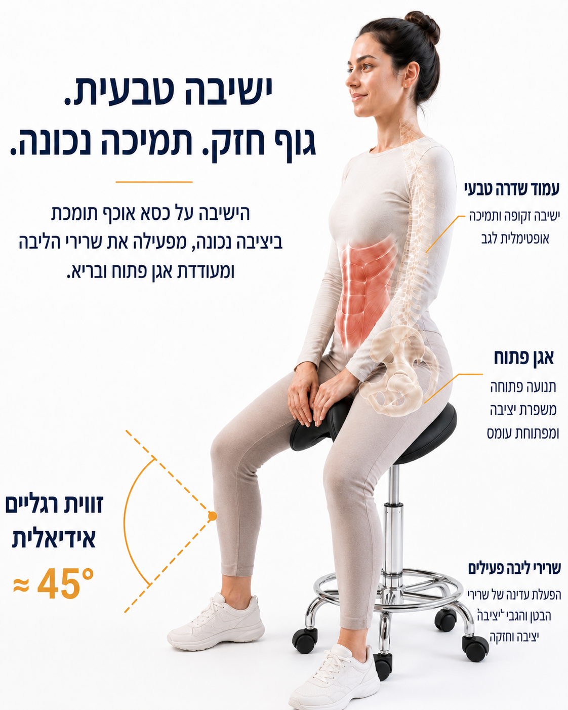 כיסא אוכף ארגונומי עם בסיס GPDRC-RIDER-FR