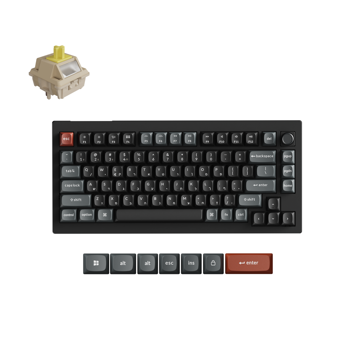 Keychron V1 Ultra 8K מקלדת אלחוטית מכנית בהתאמה אישית בגודל 75% עם קצב דגימה 8000Hz
