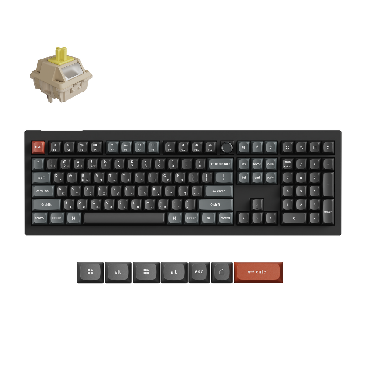 Keychron V6 Ultra 8K מקלדת אלחוטית מכנית בהתאמה אישית בגודל מלא (100%) עם קצב דגימה 8000Hz