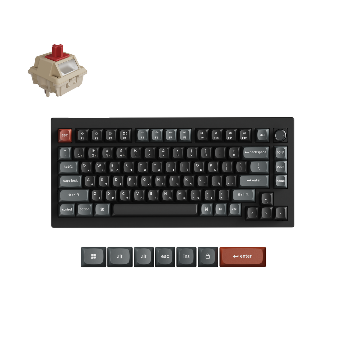 Keychron V1 Ultra 8K מקלדת אלחוטית מכנית בהתאמה אישית בגודל 75% עם קצב דגימה 8000Hz