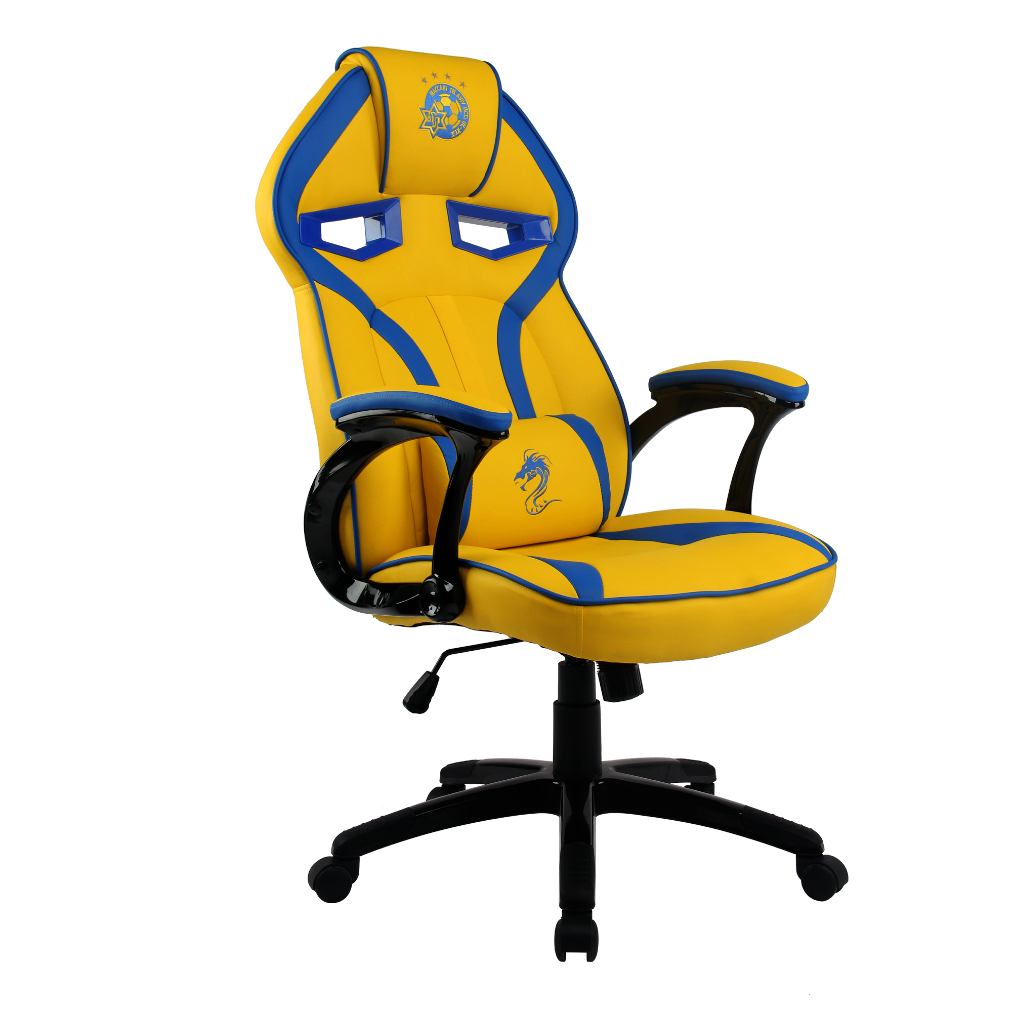 כיסא גיימינג ULTRA צהוב כחול מכבי תל אביב GPDRC-ULT-MAC  צד